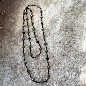 Vintage Black and Silver Beaded Necklace